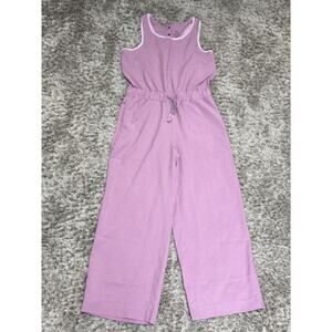 Athleta Girl Jump for Joy Romper Lilac Pink Active Jumpsuit Pink Trim Girls L 12